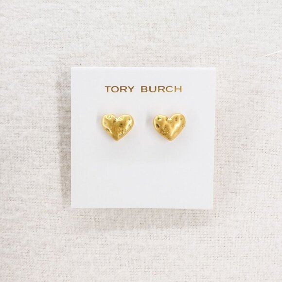 Tory Burch Heart Stud Earrings Gold OS